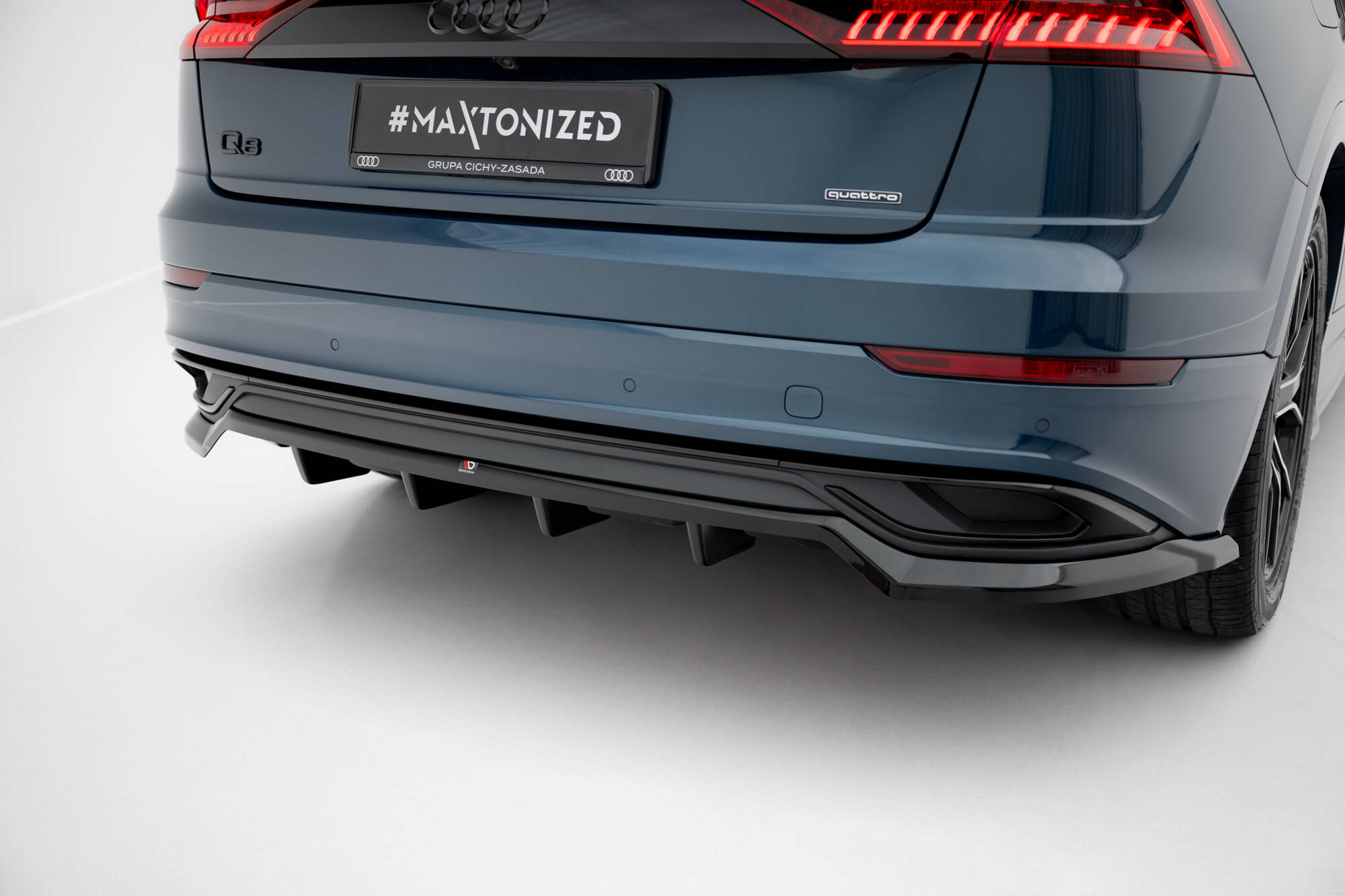 Achter Diffuser passend voor Audi Q8 Mk1 Maxton Glanzend zwart