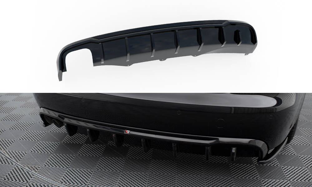 Achter Diffuser passend voor Audi A4 B8 07-11 Maxton Glans zwart (enkelzijdige versie met dubbele uitlaat)