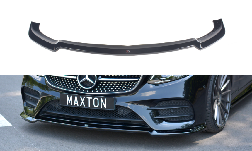 Voorspoiler passend voor Mercedes E W213 Coupé AMG-Line Maxton Design glans zwart V.2
