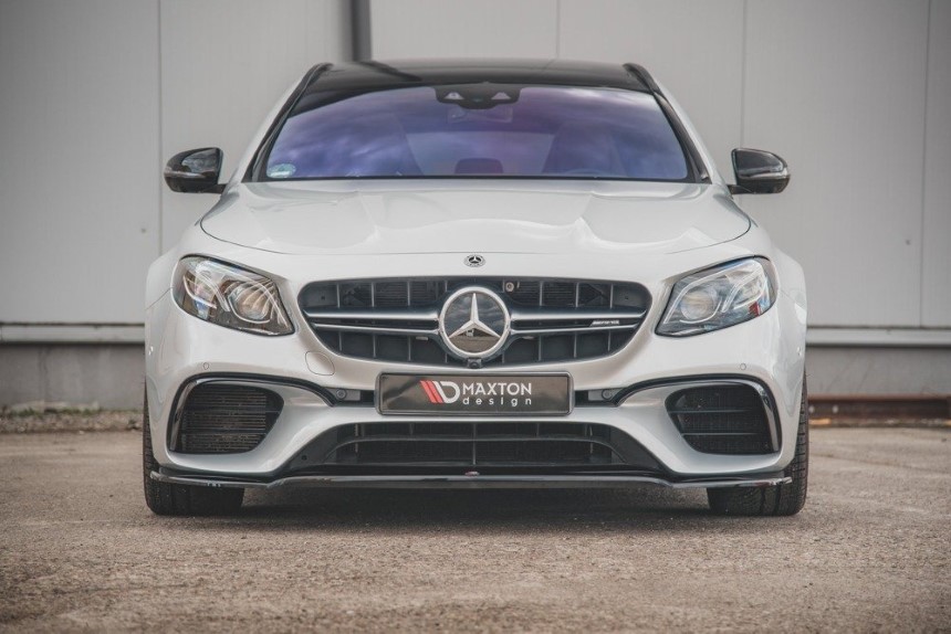 Voorspoiler passend voor Mercedes E63 AMG (Estate/Sedan) W213 Maxton Design glans zwart V.1
