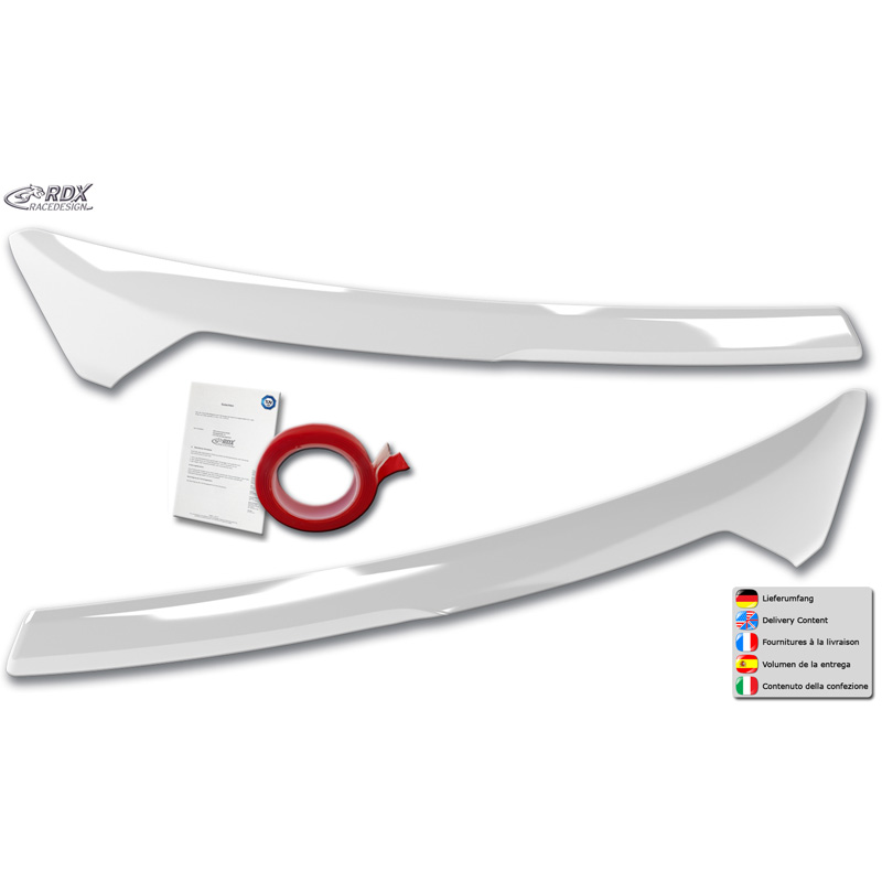 RDX Koplampspoilers  Ford Transit Courier & Tourneo Courier 2023- (zonder LED-richtingaanwijzers en DRL) (ABS Glanzend Wit)