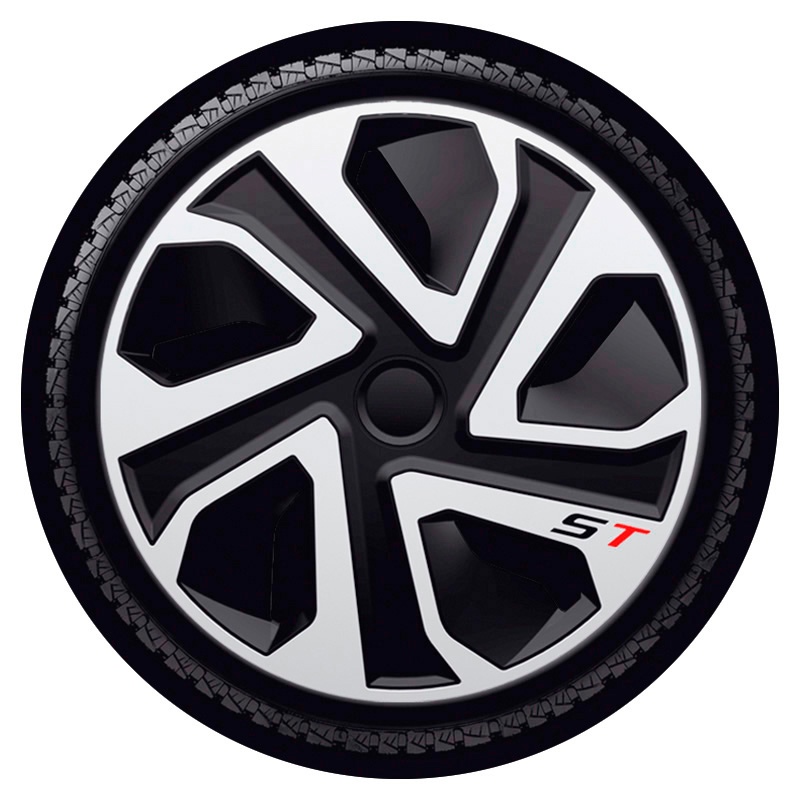 4-Delige J-Tec Wieldoppenset ST 17-inch zilver/zwart
