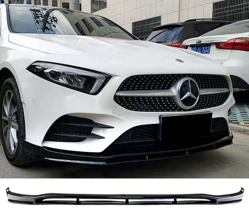 Voorspoiler passend voor Mercedes A Klasse W177 V177 AMG Pakket A35 AMG Glans Zwart