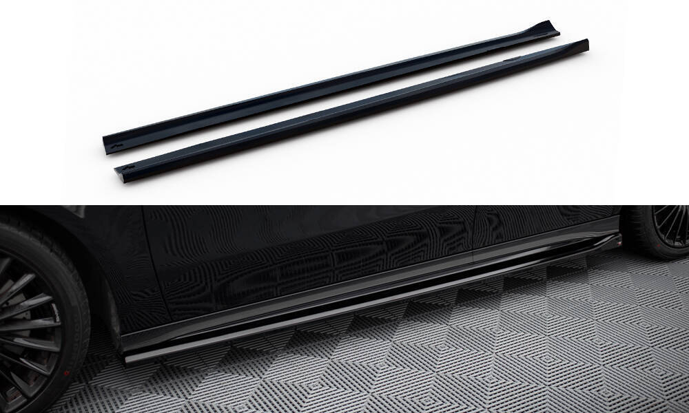 Zijskirts passend voor Mercedes A Klasse AMG Pakket / A35 AMG Maxton Glans Zwart