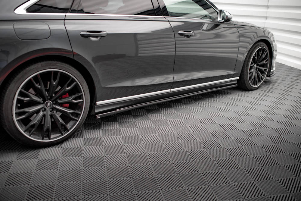 Zijskirts passend voor Audi A8 S-Line / S8 D5 Maxton Glans Zwart