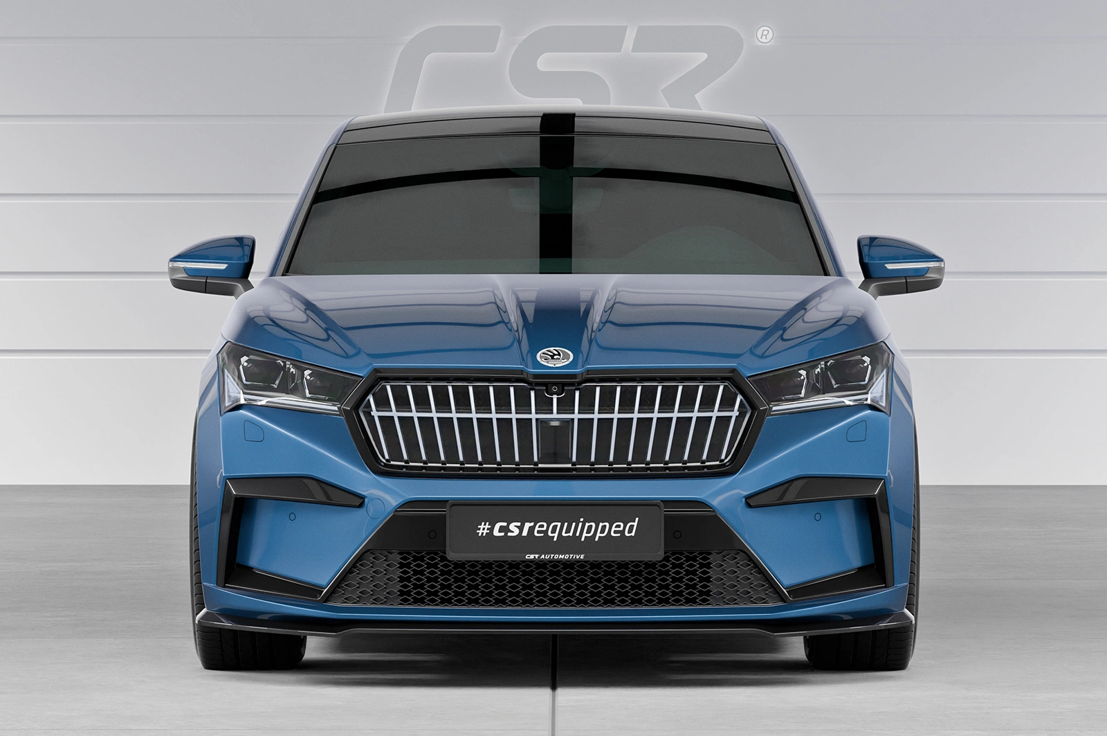 Voorspoiler passend voor Skoda Enyaq glans zwart