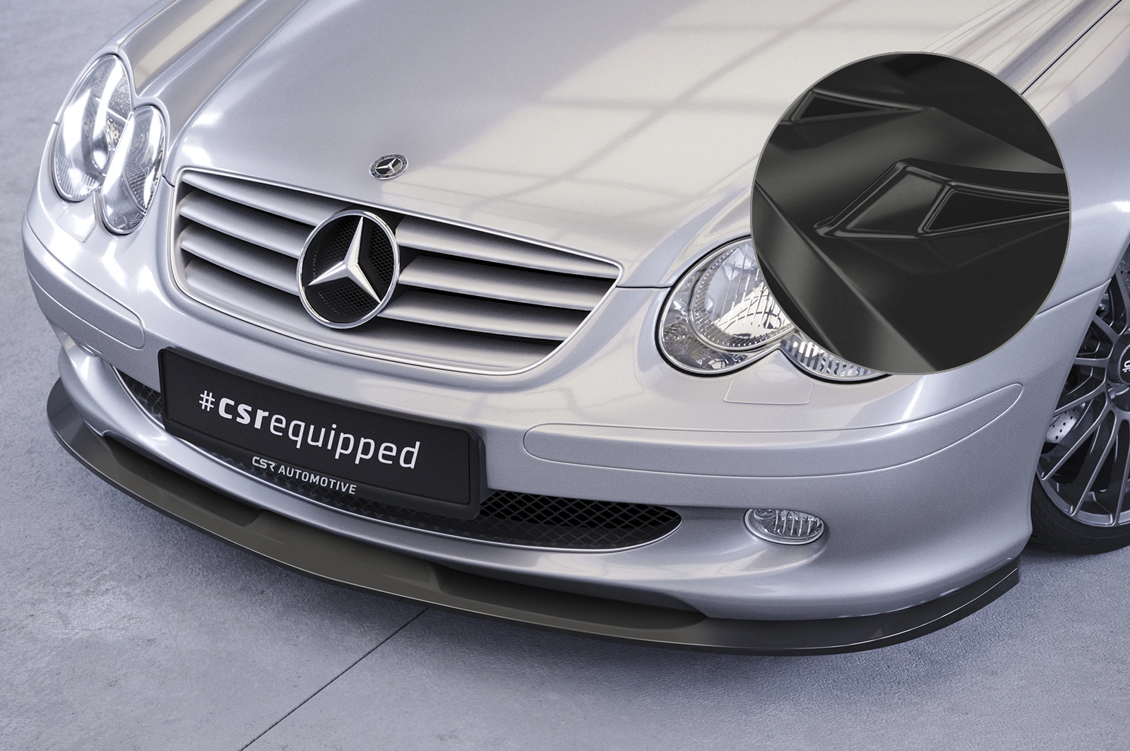 Voorspoiler passend voor Mercedes-Benz SL-Klasse R230 Glans Zwart – 2001–2005