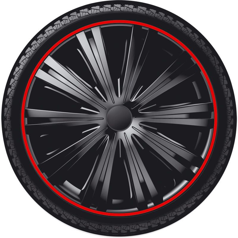 4-Delige Wieldoppenset Giga R 14-inch zwart/rood