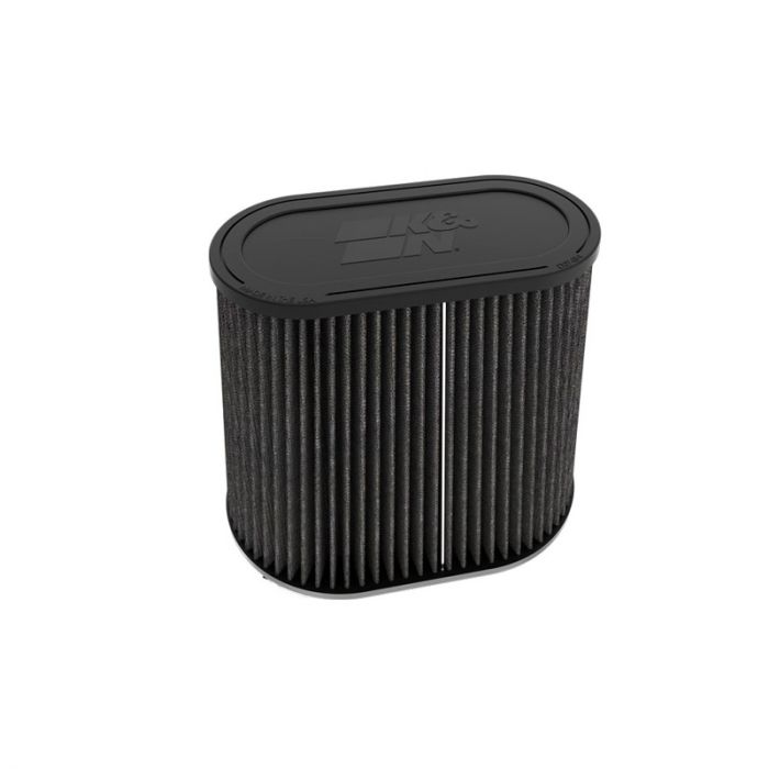 K&N Universeel Dryflow Zwart Luchtfilter Luchtfilter Ovaal/Conisch 72mm dubbele aansluiting, 152mm x 229mm onder, 191mm x 94mm top, 191mm hoogte (RU-3136HBK)