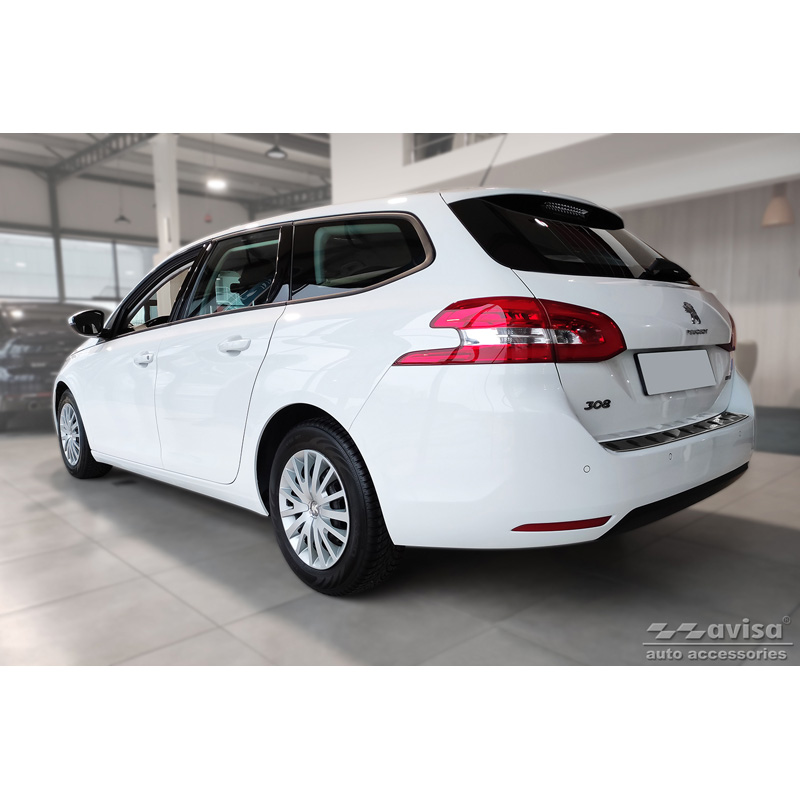 Zwart RVS Achterbumperprotector  Peugeot 308 SW II 2013-2017 & Facelift 2017-2021 'STRONG EDITION'