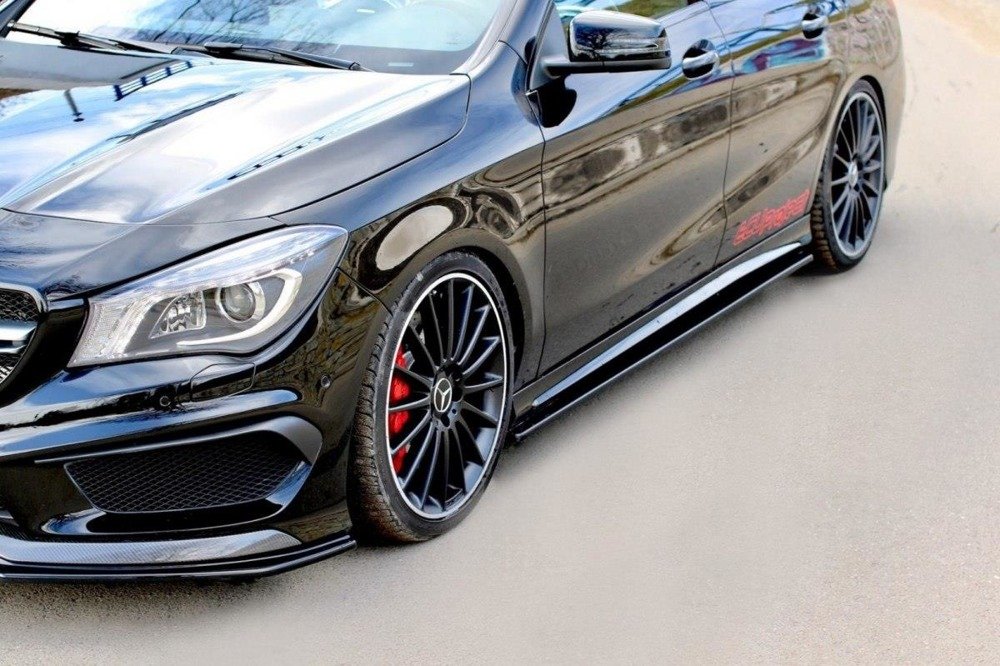 Zijskirts passend voor Mercedes A45 W176 CLA45 W117 AMG Glans Zwart
