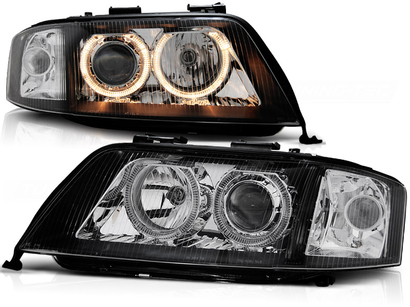Koplampen passend voor Audi A6 99-01 Angel Eyes Zwart Voor Orgineel Xenon