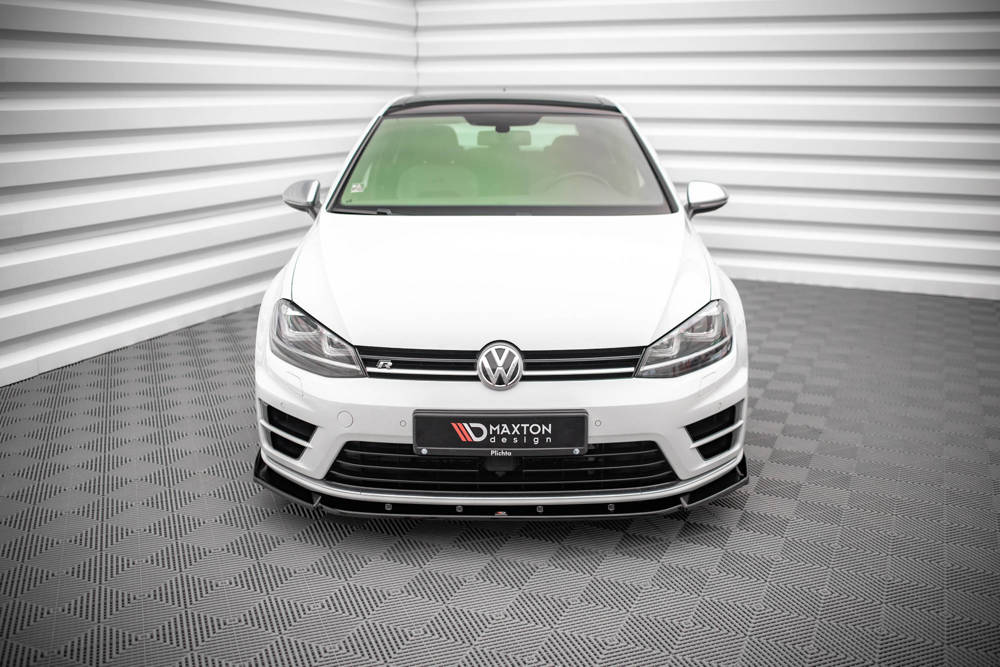 Voorspoiler passend voor VW Golf 7 R Maxton Glans Zwart V.4
