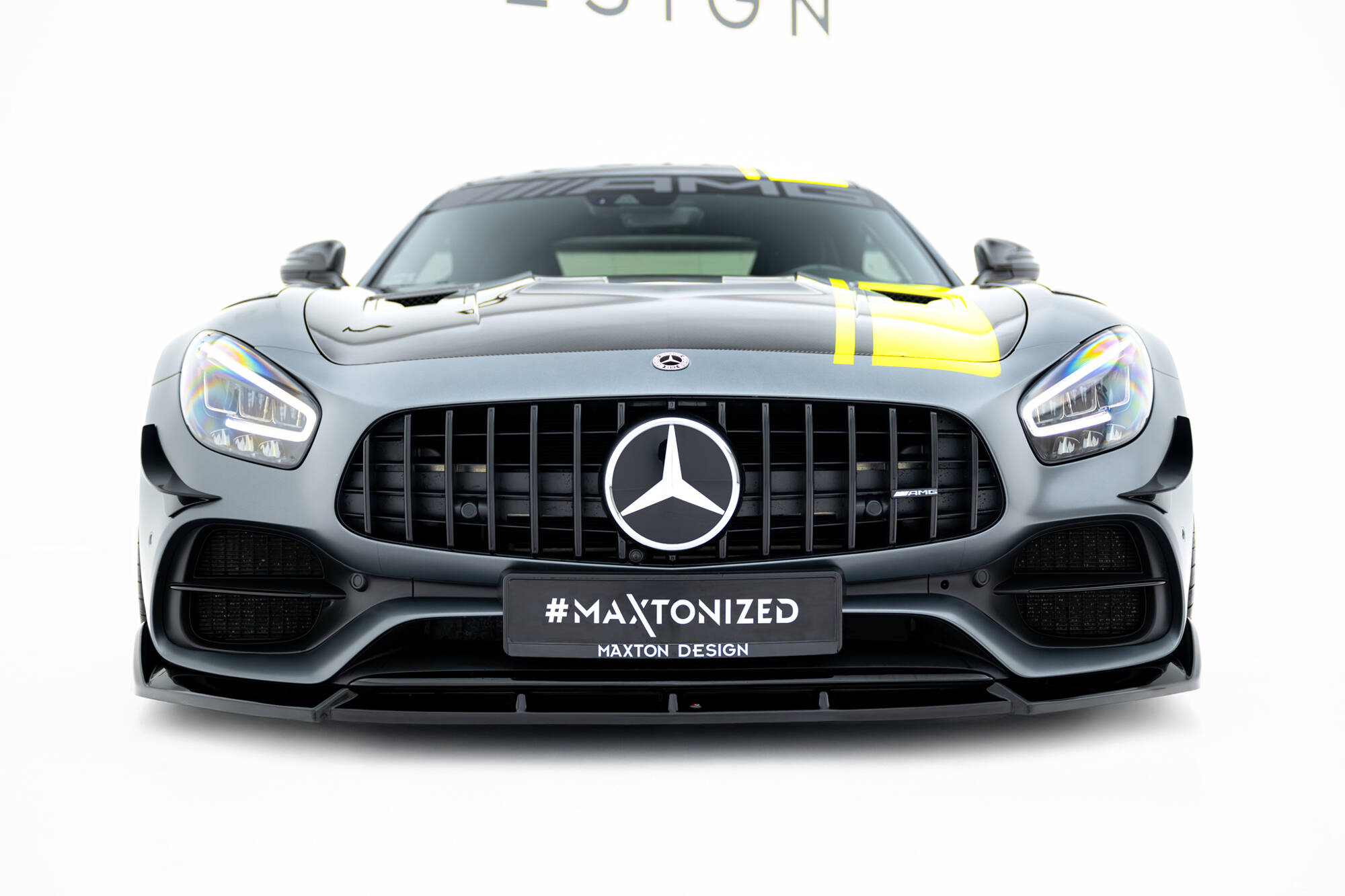 Voorspoiler passend voor Mercedes-AMG GT C C190 Facelift Maxton Glanzend zwart