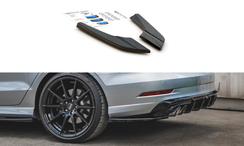 Achterzij Spoilers V.2 Audi S3 Sedan 8V Facelift Glanzend zwart