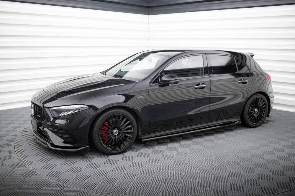 Zijskirts passend voor Mercedes A Klasse AMG Pakket / A35 AMG Maxton Glans Zwart