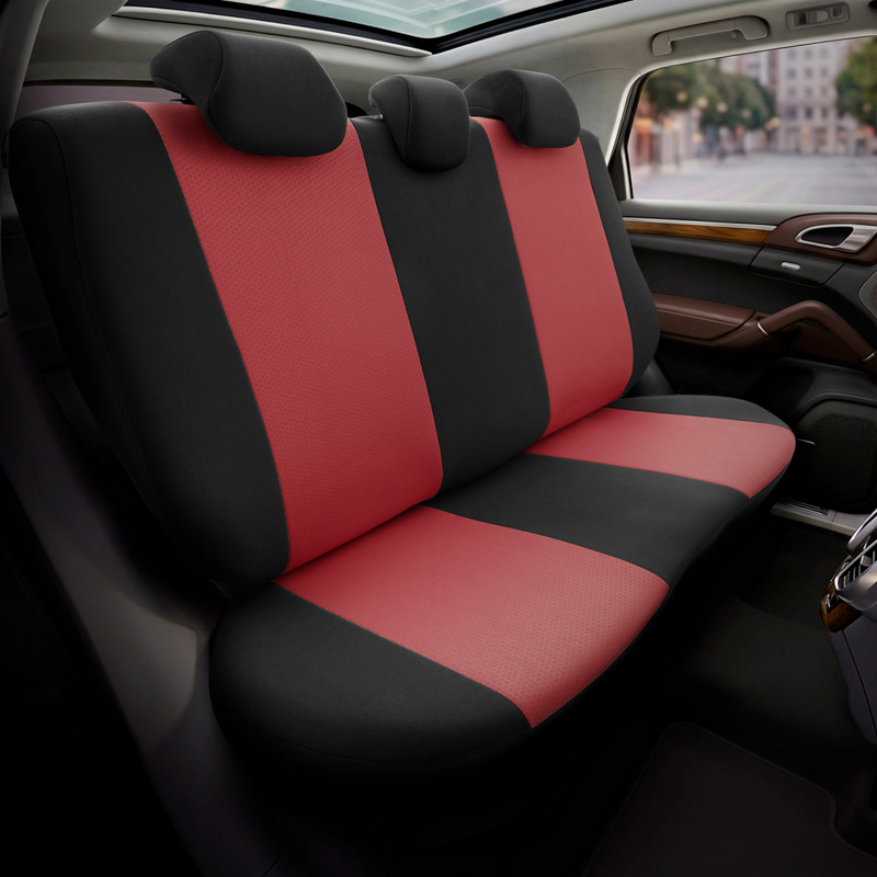 otoM Universele Stoffen Stoelhoezenset 'SelectedFit Pro' Zwart/Maroon - 11-delig - geschikt voor Side-Airbags