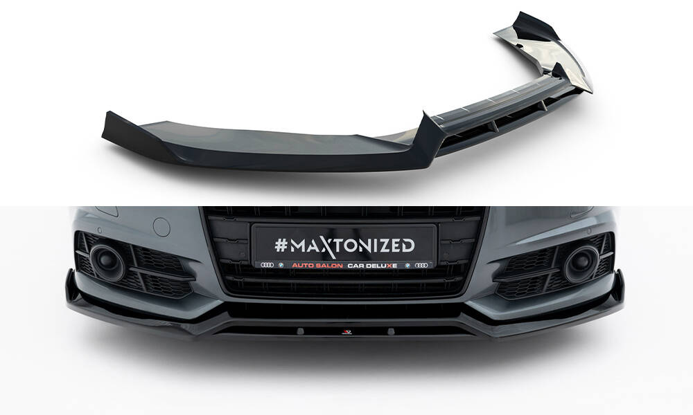 Voorspoiler V.3 Audi A6 / A6 C7 S-line/ S6 C7 Facelift Maxton Glanzend zwart