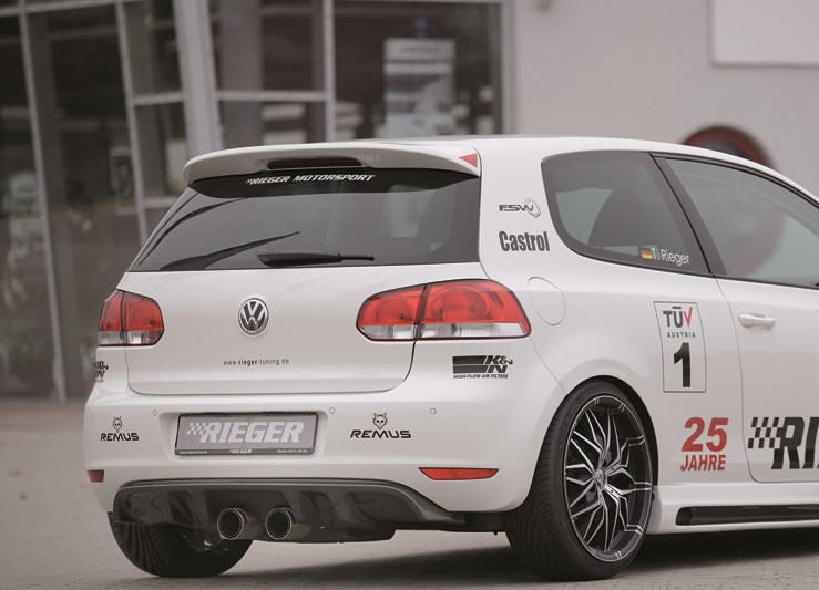 Diffuser passend voor Volkswagen Golf 6 R32 Look Rieger Glans Zwart