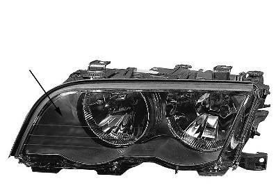 koplamp, H7+H7, incl stelmotor, zwart huis, rechts BMW 3 serie E