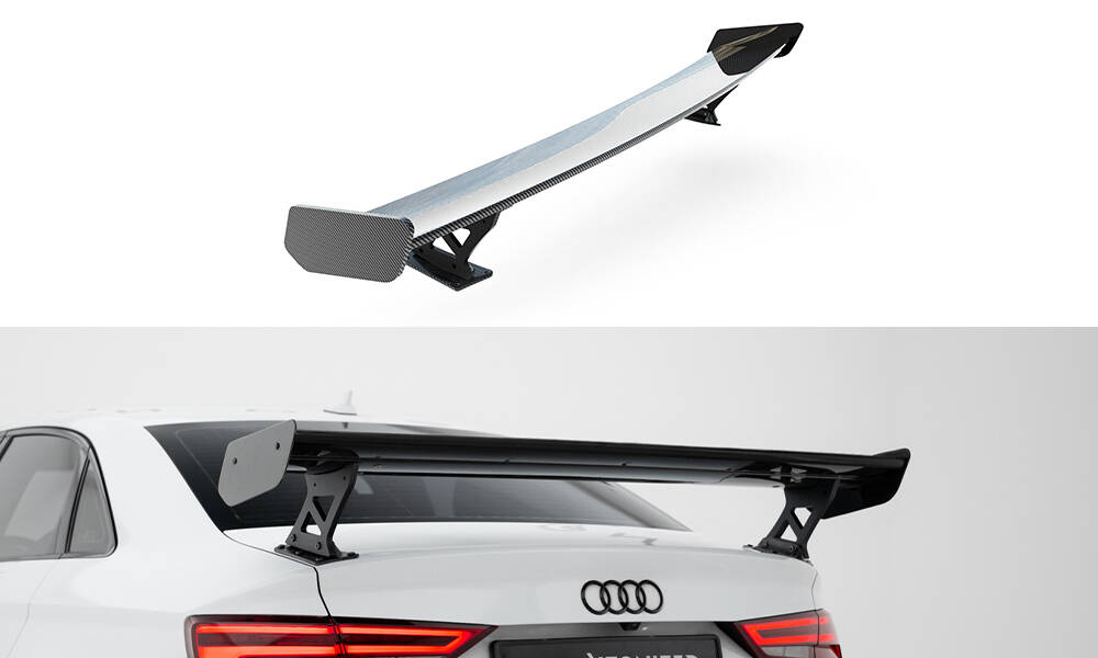 Carbon Spoiler passend voor Audi A3 / A3 S-Line / S3 / RS3 Sedan 8Y / 8Y Facelift Maxton Glanzend zwart
