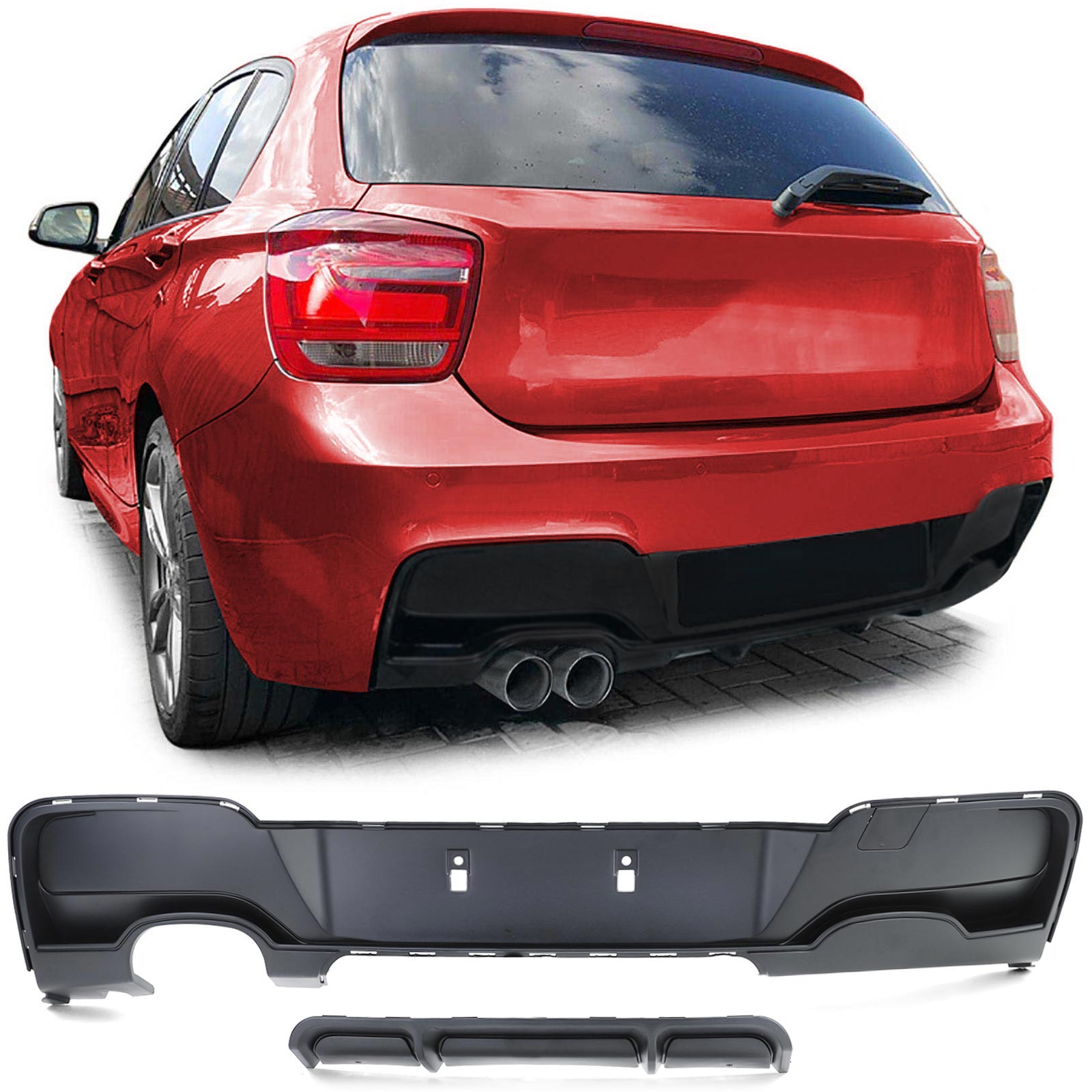 Diffuser passend voor BMW 1 Serie F20 F21 11-15 Mat Zwart