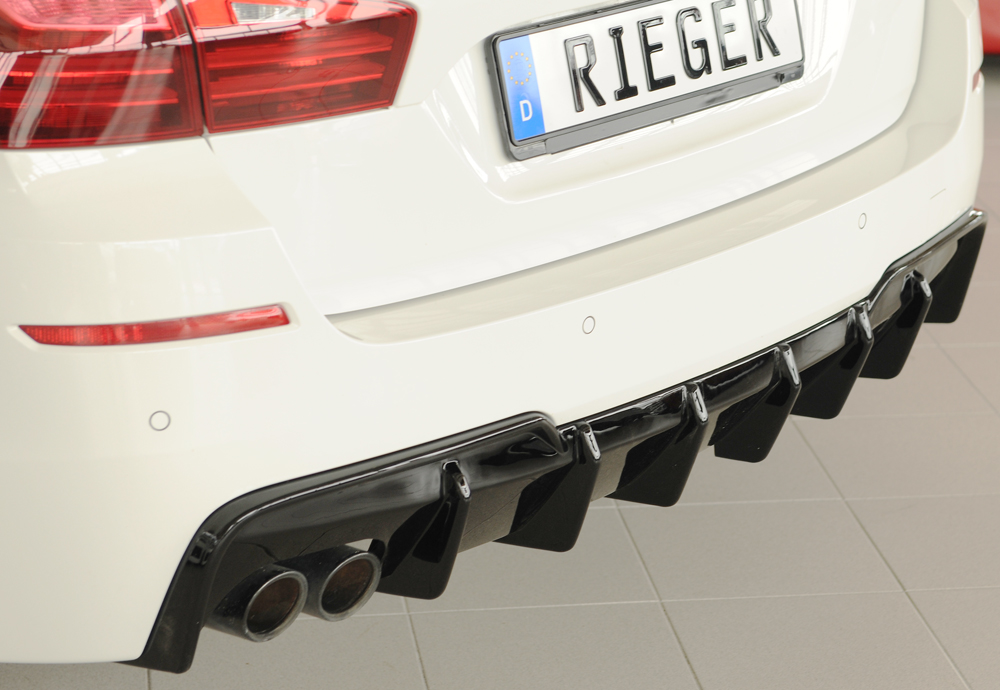 Diffuser passend voor BMW 5 Serie F10 M pakket Rieger Glans Zwart