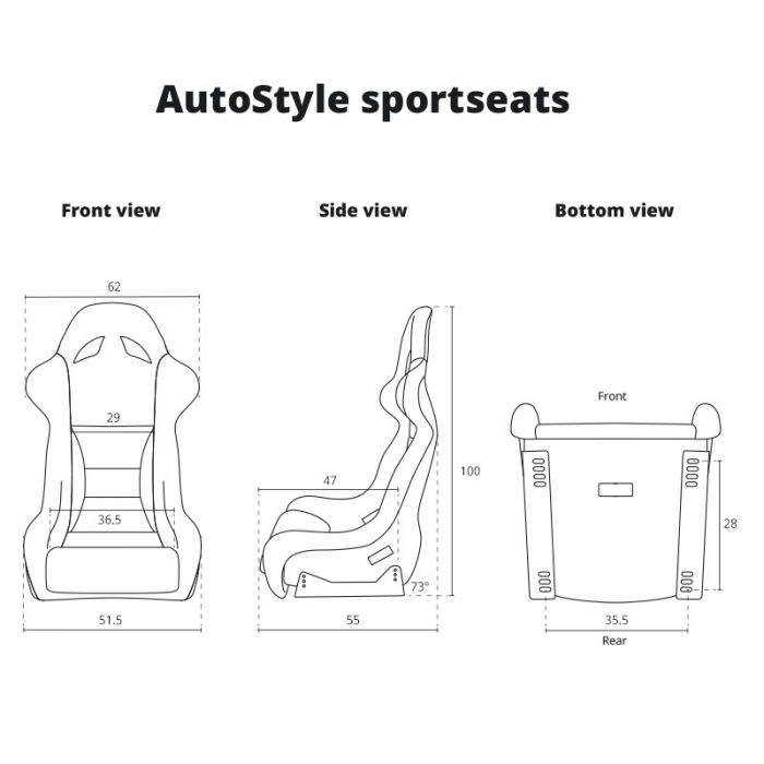 Sportstoel 'RR' - Zwart - Vaste polyester rugleuning - incl. sledes