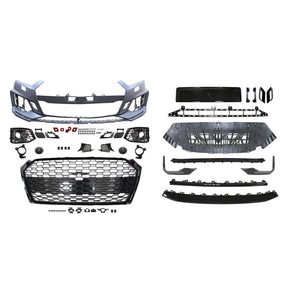 Voorbumper passend voor Audi A5 5F 16-19 RS5 Look incl. grillen Zwart