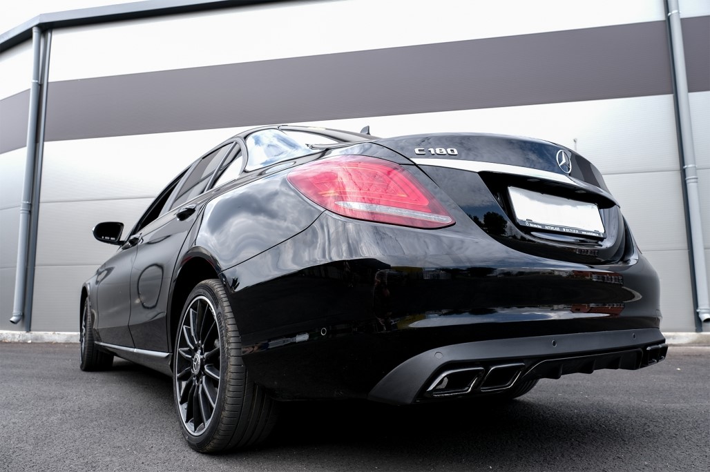 Diffuser passend voor Mercedes C W205 AMG Look met Sierstukken Zwart