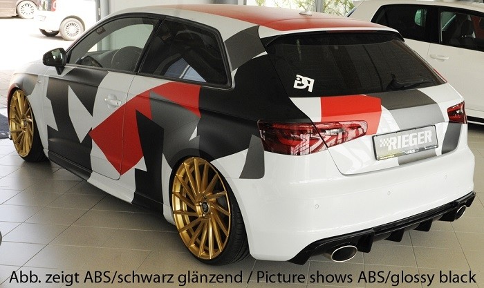 Achterbumper Diffuser passend voor Audi A3 8V 12-16 3deurs/Sportback Rieger ABS