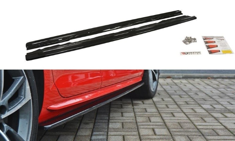 Zijskirts passend voor Audi S4 / A4 S-Line B9 Maxton Glanzend Zwart