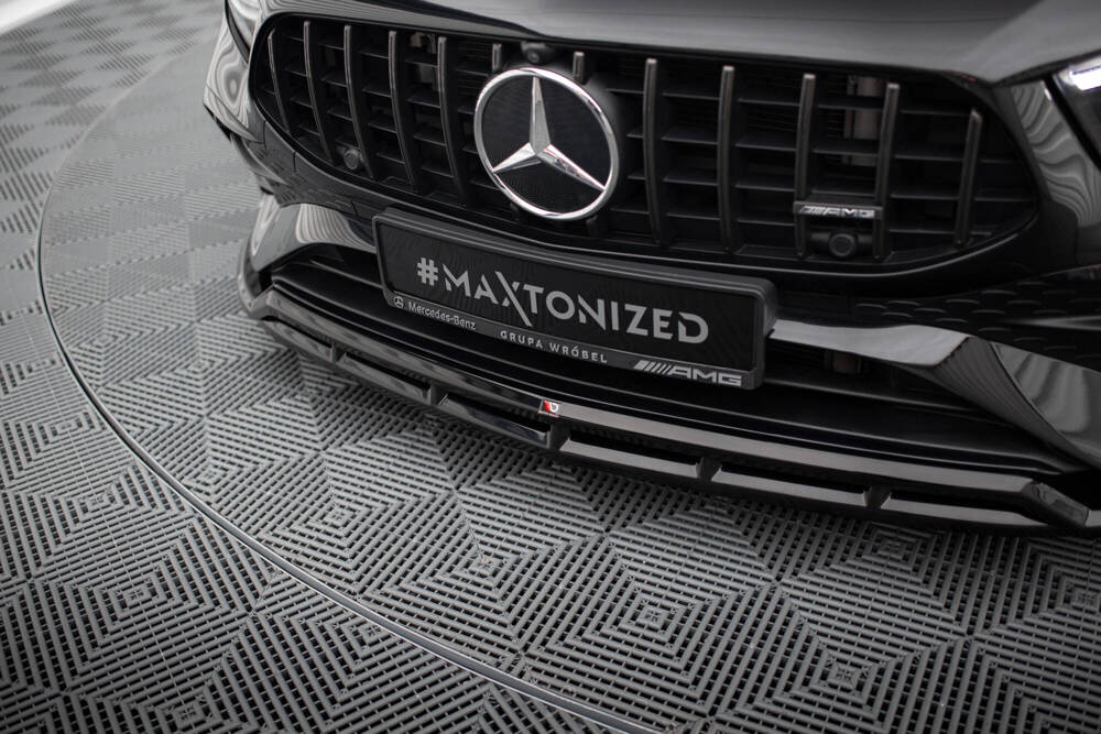 Voorspoiler passend voor Mercedes A Klasse AMG Pakket / A35 AMG Maxton Glans Zwart