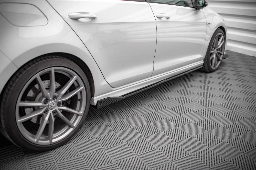 Zijskirts passend voor VW Golf 7 R Maxton Glans Zwart V.2