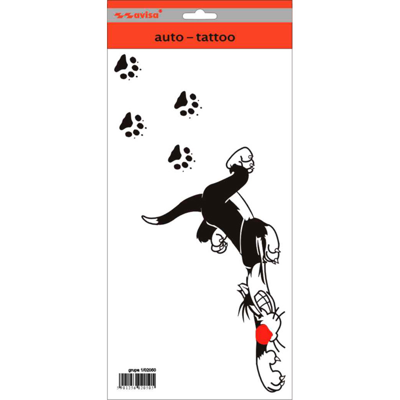 AutoTattoo Sticker Leopold Cat + Traces - 14x29cm