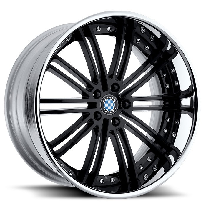 Velgen Beyern Baroque 20x9 5x120 ET19 Glanzend Zwart + Chromen R