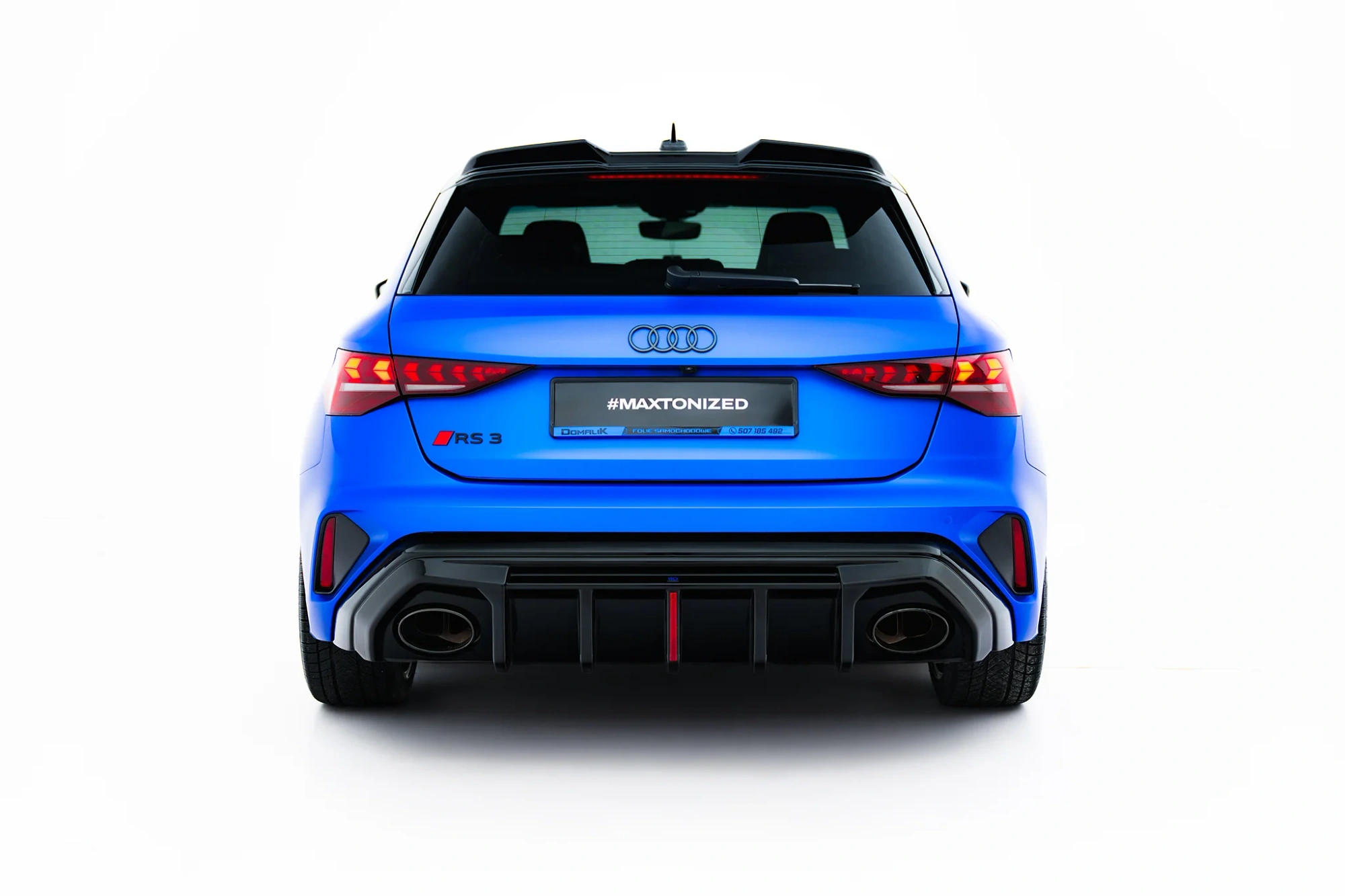Diffuser passend voor Audi RS3 Sportback 8Y Facelift Maxton Glans Zwart met Reflector