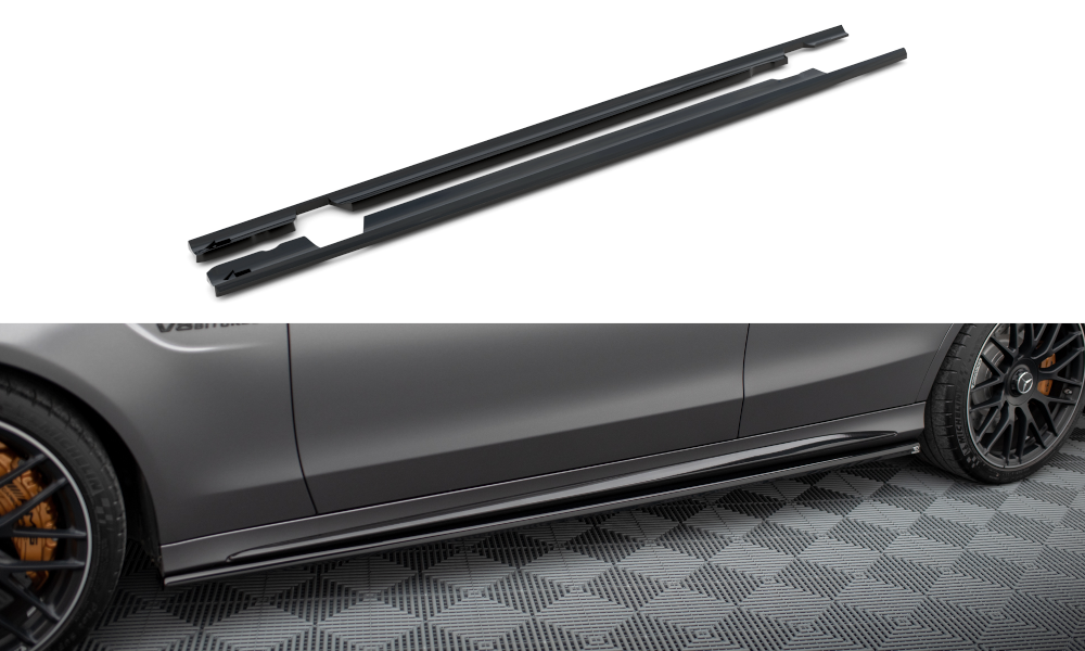 Zijskirts passend voor Mercedes AMG C63 Sedan / Estate FL Maxton Glans Zwart