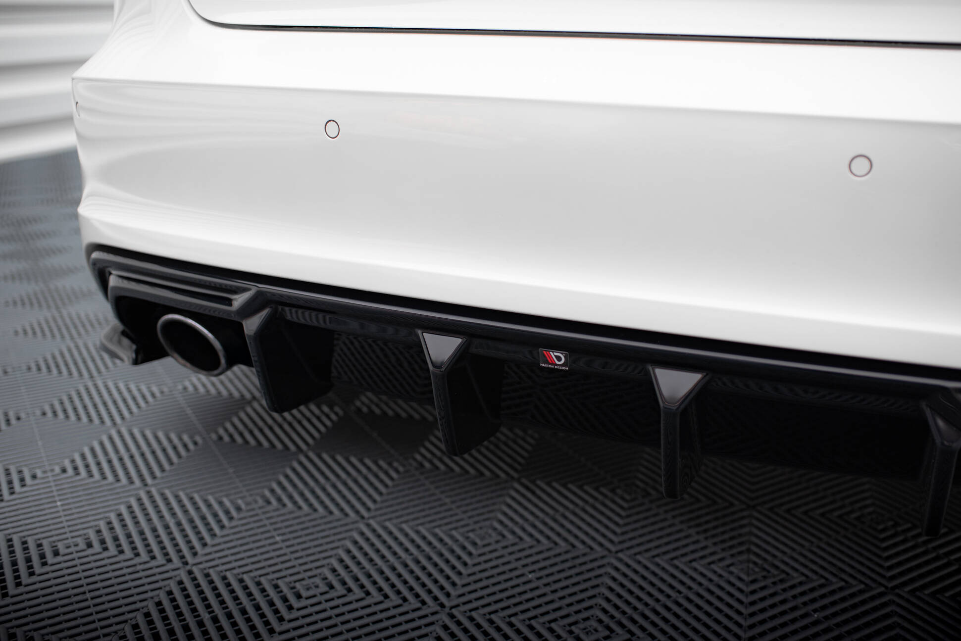 Achter Diffuser passend voor Audi A3 S-Line Sportback 8V Maxton Glanzend zwart