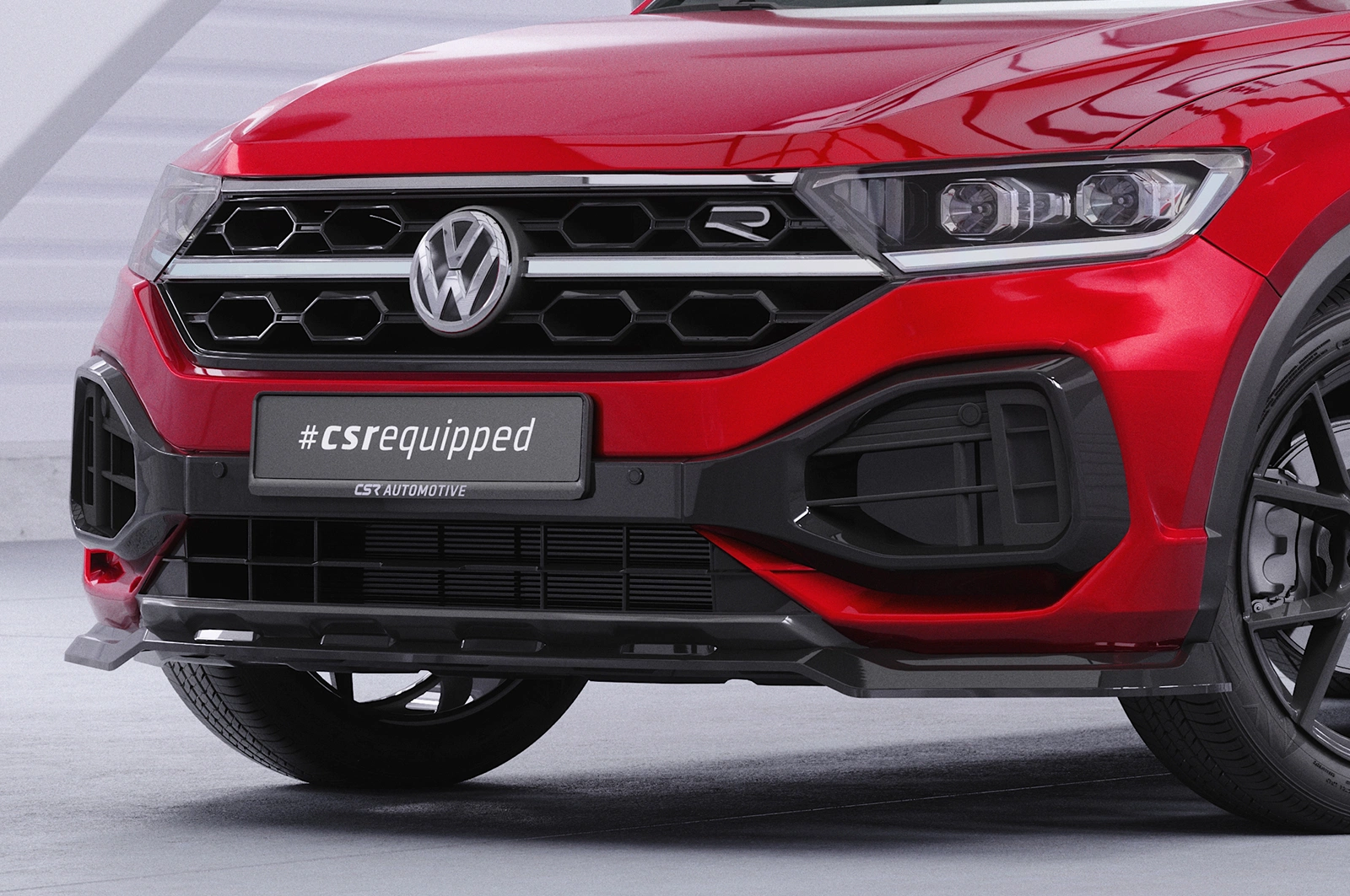 Voorspoiler passend voor VW T-Roc (A1) R-Line Glans Zwart Facelift - CSR Design