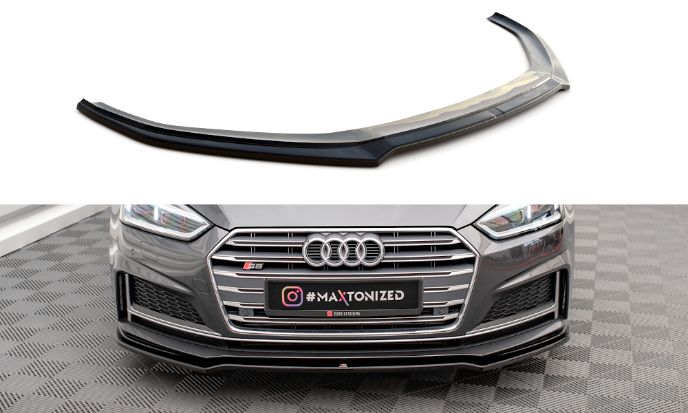 Voorspoiler passend voor Audi S5 / A5 S-Line F5 Coupe / Sportback V.1 Glanzend Zwart