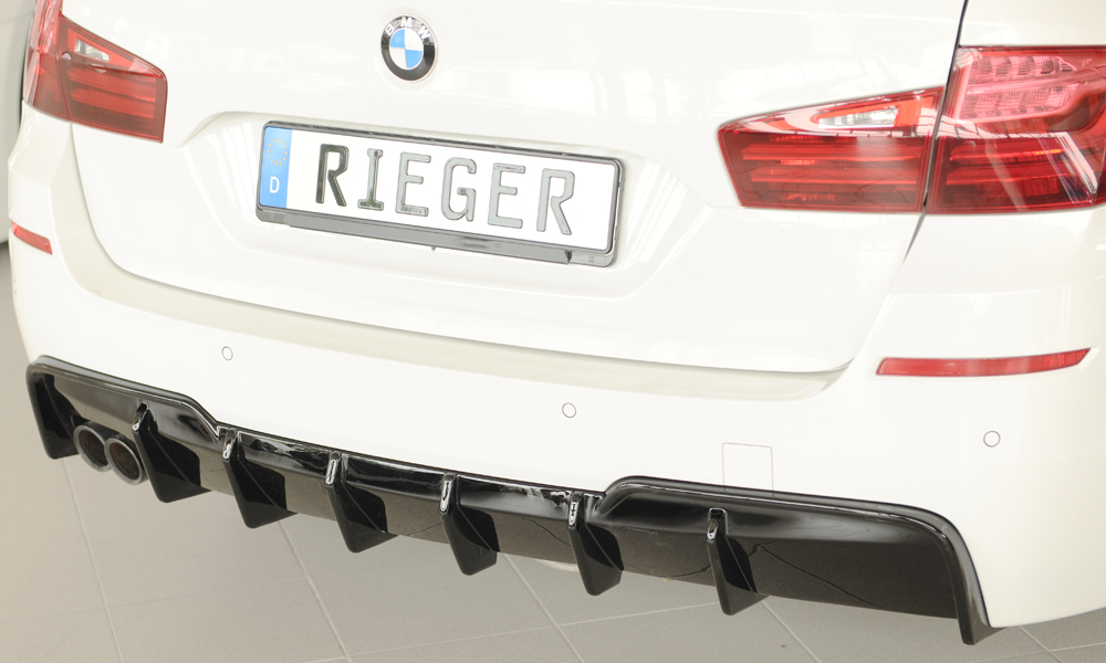 Diffuser passend voor BMW 5 Serie F10 M pakket Rieger Glans Zwart