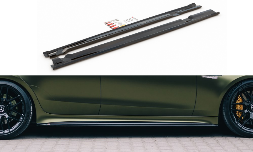 Zijskirts passend voor Mercedes AMG GT 63s Maxton Design glans zwart