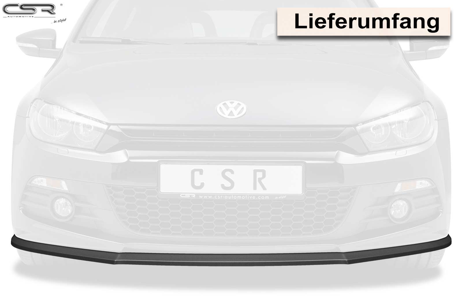 Voorspoiler passend voor Volkswagen Scirocco R-Line CSR Glans Zwart