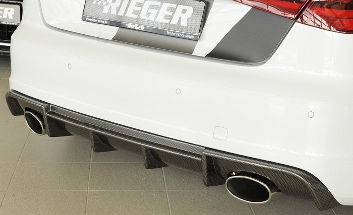 Achterbumper Diffuser passend voor Audi A3 8V 12-16 3deurs/Sportback Rieger Carbon-look