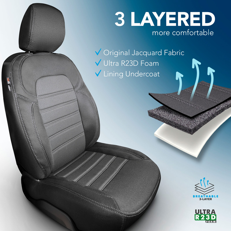 Original Design Stoffen Stoelhoezenset 1+1  Citroën Jumpy/Peugeot Expert/Fiat Scudo/Toyota Proace 2007-2016