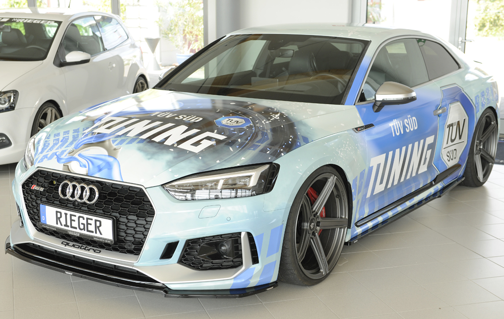 Zijskirts passend voor Audi RS5 B9/F5 Rieger Glans Zwart