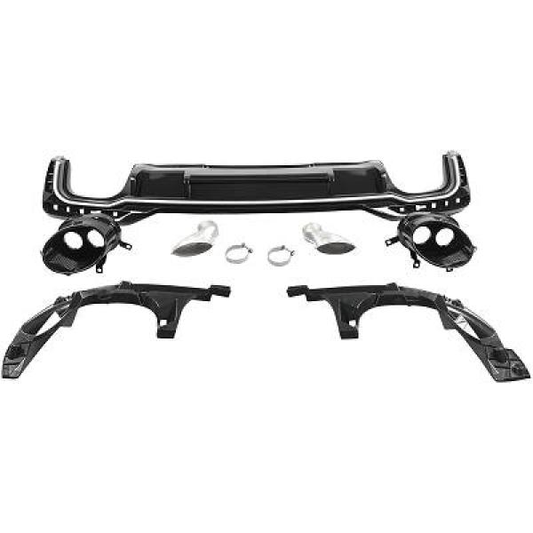 Achterbumper Diffuser passend voor Audi A4 B9 19- Glans Zwart RS Look