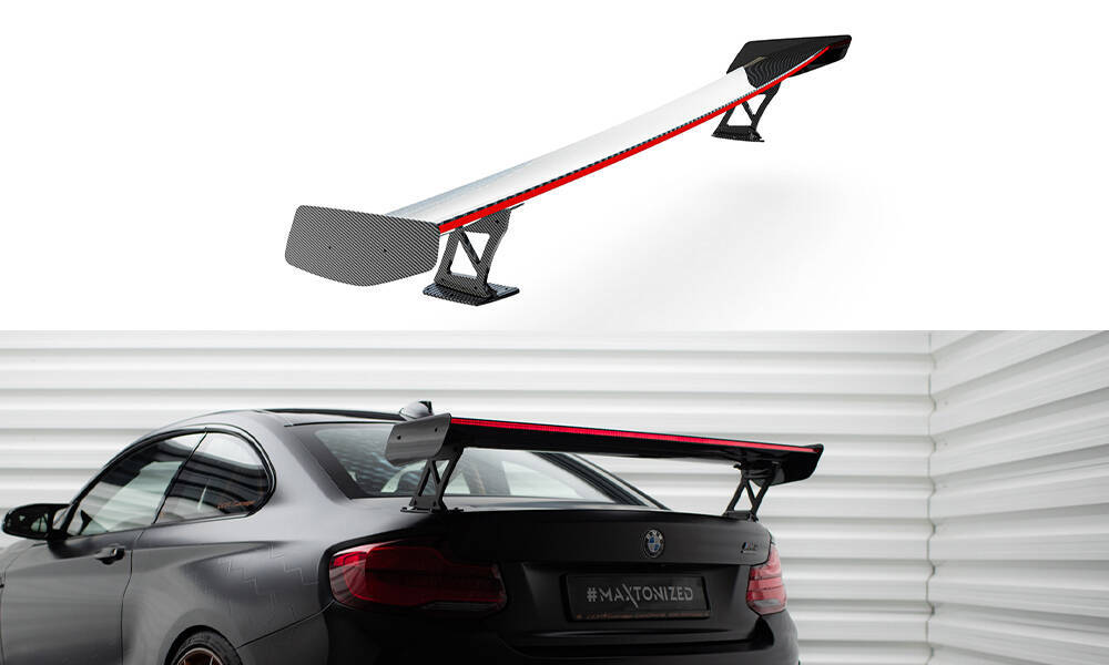 Carbon Spoiler Met Externe Brackets Uprights + Led BMW M2 F87