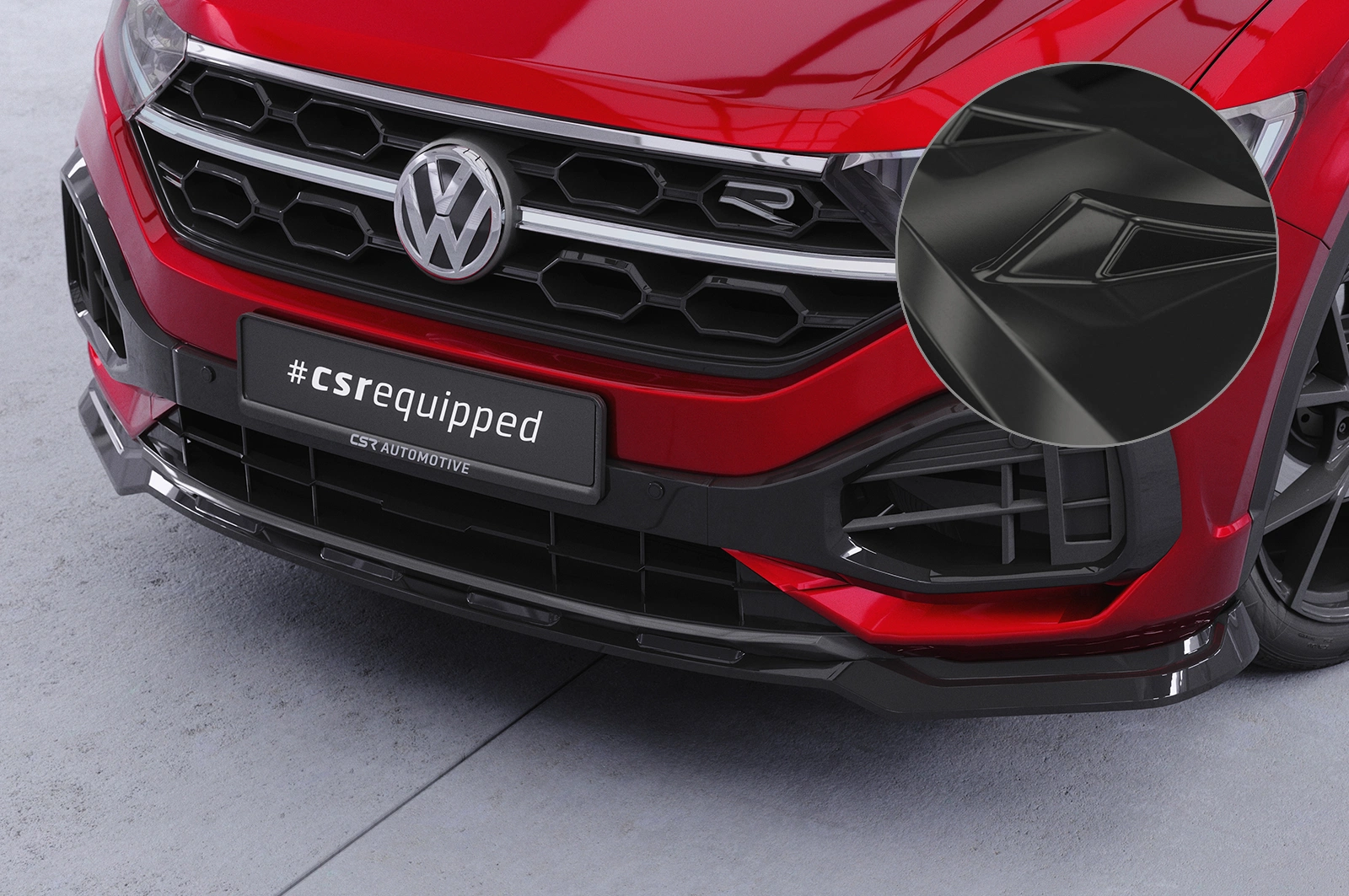 Voorspoiler passend voor VW T-Roc (A1) R-Line Glans Zwart Facelift - CSR Design